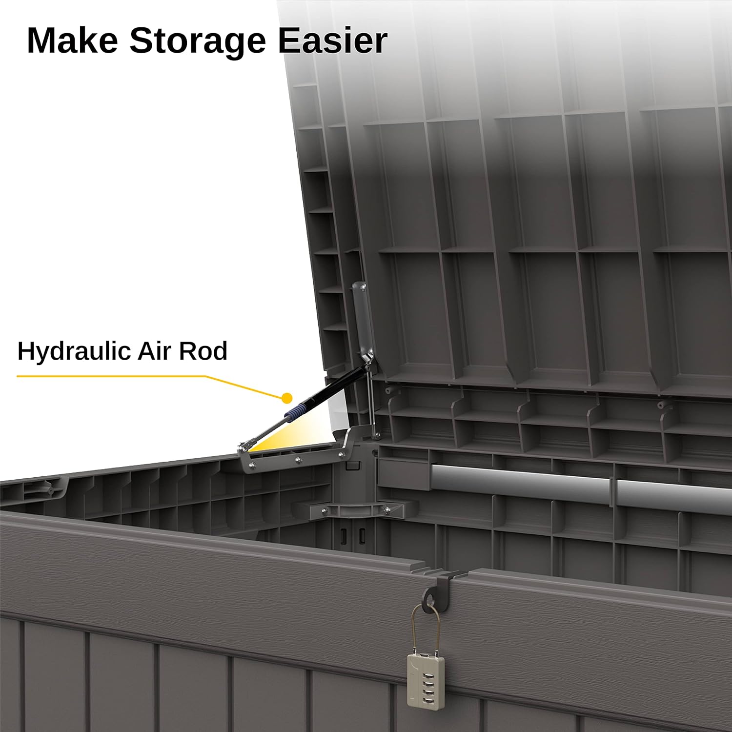 230 Gallon Deck Box, Outdoor Storage Box with Padlock