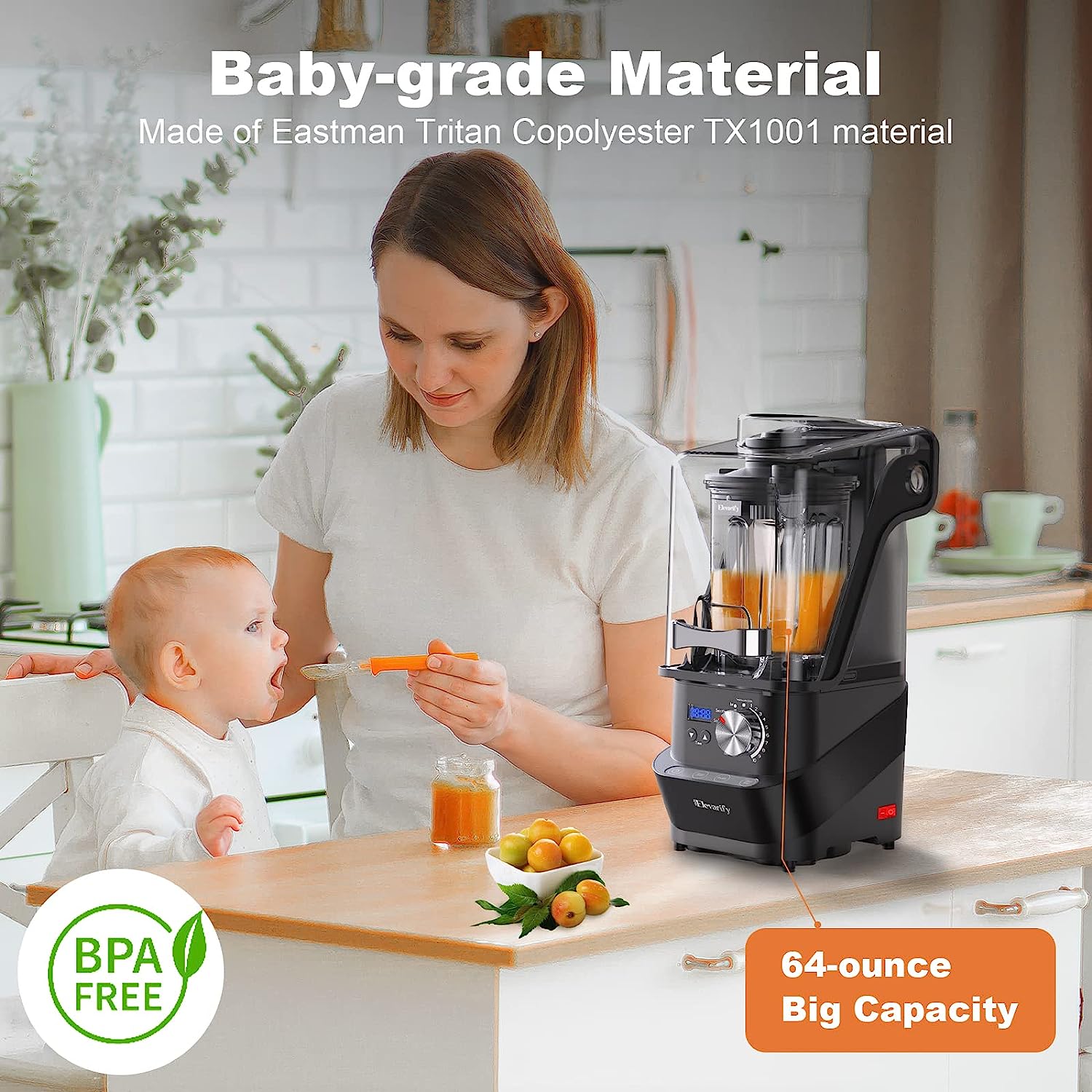 Kitchen Quiet Professional Blender: Vacuum Commercial Blender for Shakes and Smoothies